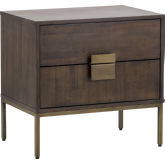 Jade Nightstand in Acacia Veneer & Antique Brass